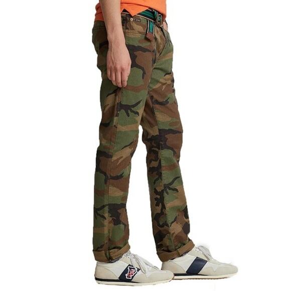 NWT Polo Ralph Lauren Men's Varick Slim Straight Pony Camo Jeans Crowell 32, 34 - Picture 9 of 11